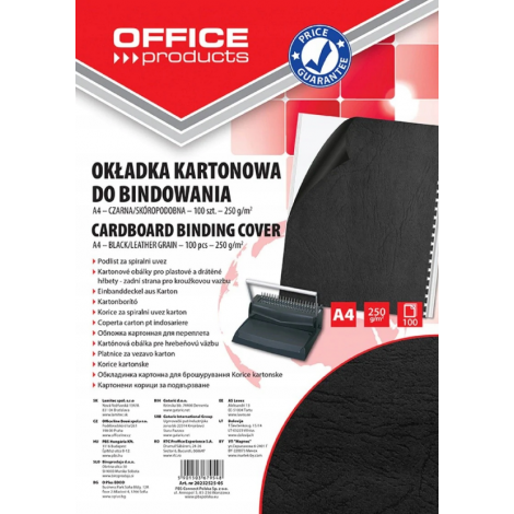 Okładki do bindowania Office A4 Czarna, 100szt